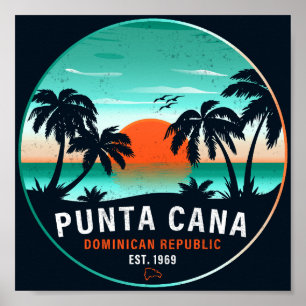 Punta Cana Dominican Retro Sunset Souvenir 80 s Poster