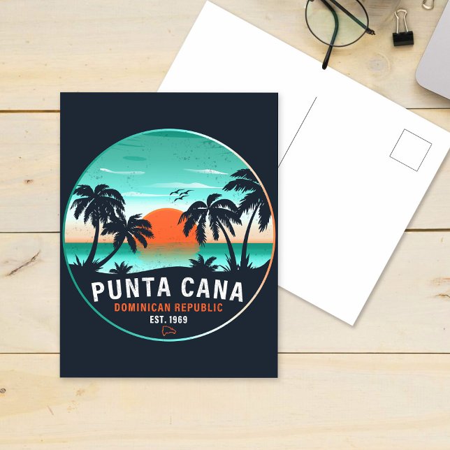 Punta Cana Dominican Retro Sunset Souvenir 80 s Vykort (Skapare uppladdad)
