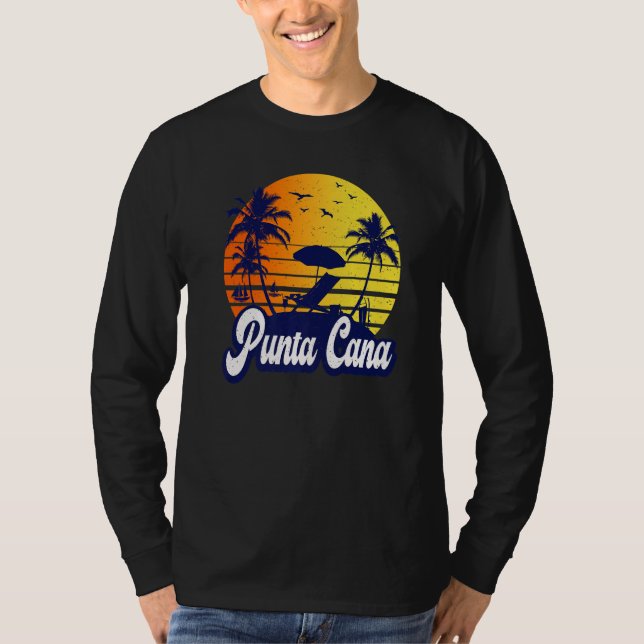 Punta Cana Dominican Sunset Beach Retro Premium T Shirt (Framsida)