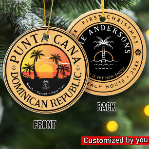 Punta Cana Dominican Travel Family Vacation Sunset Julgransprydnad Keramik