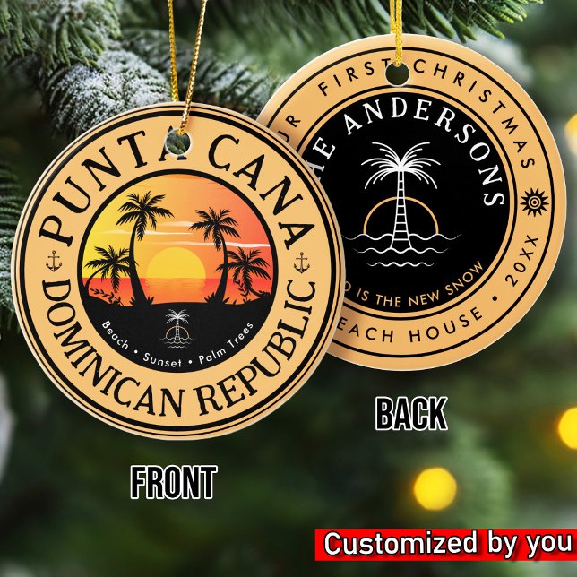 Punta Cana Dominican Travel Family Vacation Sunset Julgransprydnad Keramik (Skapare uppladdad)