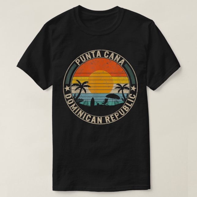Punta Cana Dominican Travel Sunset Handflatan Träd T Shirt (Design framsida)