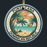 Punta Cana Dominikanska republiken Hut Badge Julgransprydnad Keramik<br><div class="desc">Punta Cana-vektorkonsdesign. Bávaro-området och Punta Cana förenar sig med det som kallas La Costa del Coco,  eller Coconut Kusten,  en lavish,  allomfattande resort.</div>