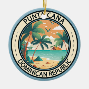 Punta Cana Dominikanska republiken Hut Badge Julgransprydnad Keramik