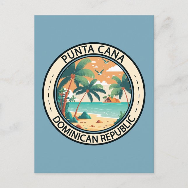 Punta Cana Dominikanska republiken Hut Badge Vykort (Framsida)