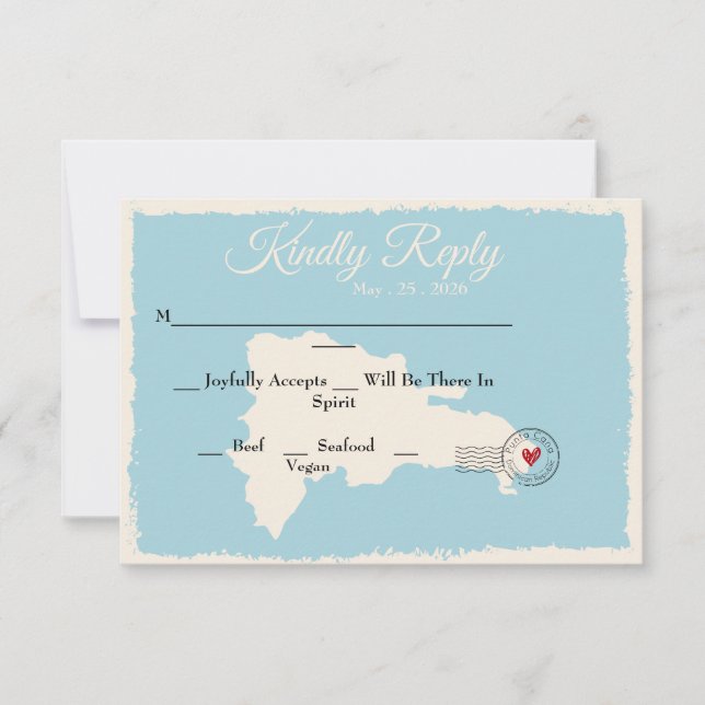 Punta Cana Dominikanska republiken Karta Watercolo Inbjudningar (Framsida)