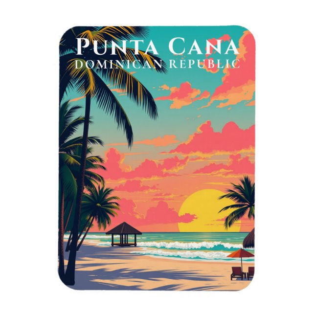 Punta Cana Dominikanska republiken Retro Beach Tra Magnet (Vertikal)