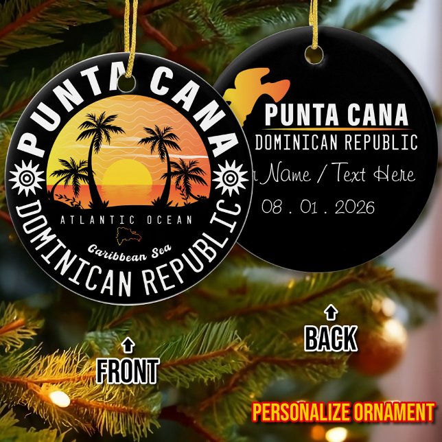 Punta Cana Dominikanska republiken - Retro Souveni Julgransprydnad Keramik (Skapare uppladdad)