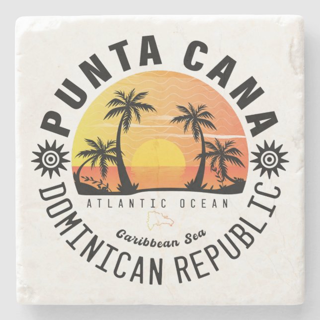 Punta Cana Dominikanska republiken - Retro Souveni Stenunderlägg (Framsidan)