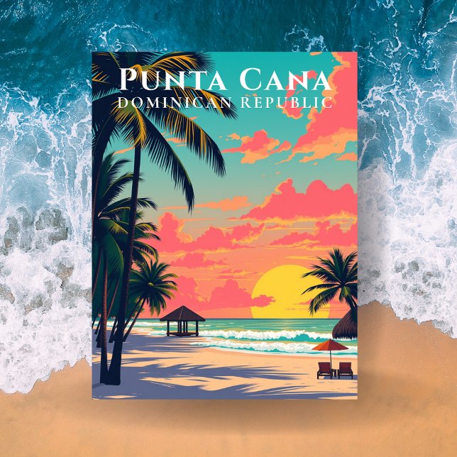 Punta Cana Dominikanska republiken Retro strand Re Vykort (Punta Cana Dominican Republic Retro Beach Travel Postcard
)