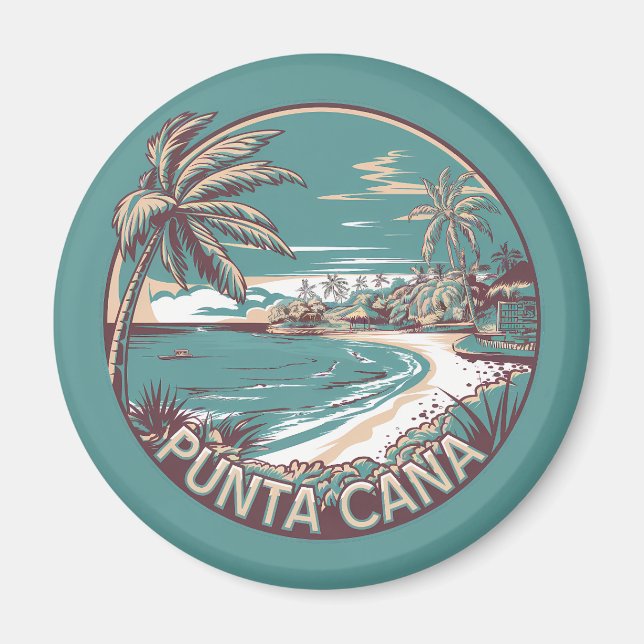 Punta Cana Dominikanska republiken Travel Art Badg Magnet (Framsidan)