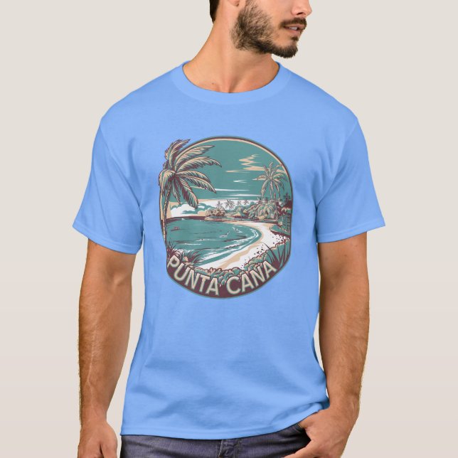 Punta Cana Dominikanska republiken Travel Art Badg T Shirt (Framsida)