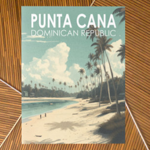 Punta Cana Dominikanska republiken Travel Art Vint Vykort