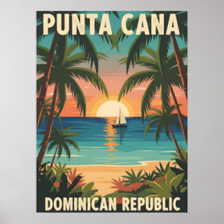 Punta Cana Dominikanska Republiken Tropisk solnedg Poster
