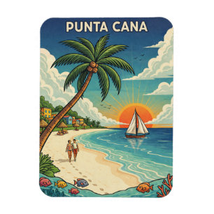 Punta Cana Dominikanska republiken Vintage landska Magnet