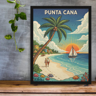 Punta Cana Dominikanska Republiken Vintage Resa Poster