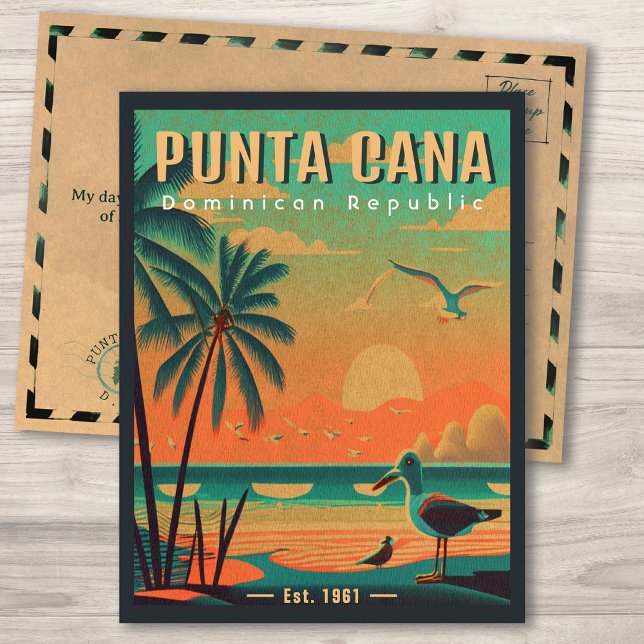 Punta Cana DR Retro Fiskmås Souvenir 1950-talet Vykort (Skapare uppladdad)