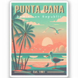 Punta Cana DR Retro Flamingos Souvenir 1950-talet Klistermärken