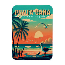 Punta Cana DR Retro Flamingos Souvenir 1950-talet Magnet