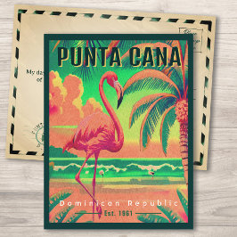 Punta Cana DR Retro Flamingos Souvenir 1960-talet Vykort