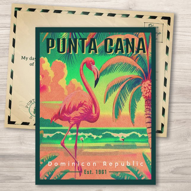 Punta Cana DR Retro Flamingos Souvenir 1960-talet Vykort (Skapare uppladdad)