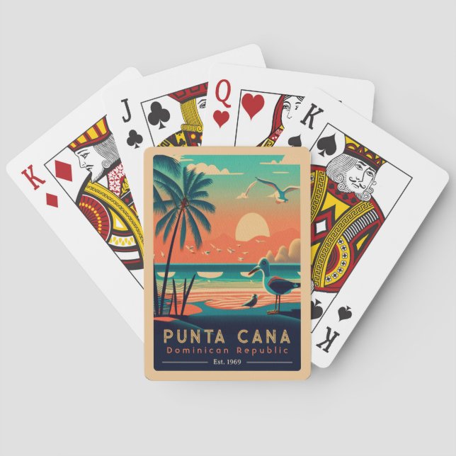 Punta Cana DR Retro Sunset Souvenirs 1960-talet Casinokort (Baksidan)
