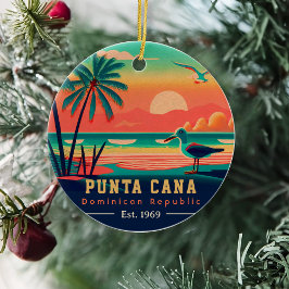 Punta Cana DR Retro Sunset Souvenirs 1960-talet Julgransprydnad Keramik