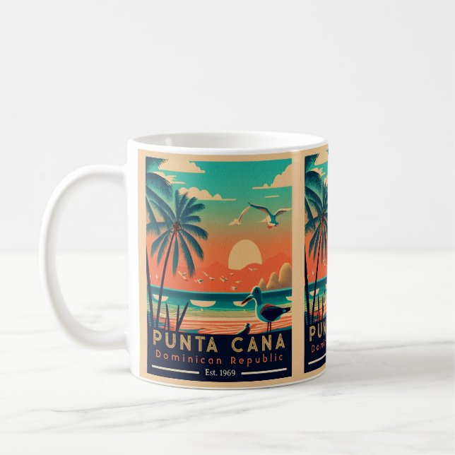 Punta Cana DR Retro Sunset Souvenirs 1960-talet Kaffemugg (Vänster)