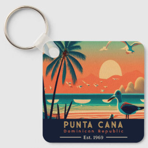 Punta Cana DR Retro Sunset Souvenirs 1960-talet Nyckelring