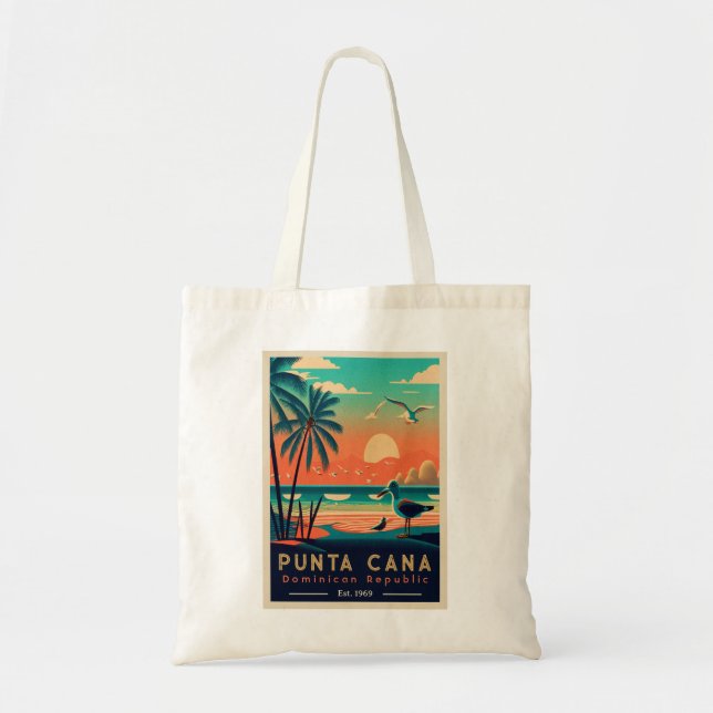 Punta Cana DR Retro Sunset Souvenirs 1960-talet Tygkasse (Framsidan)