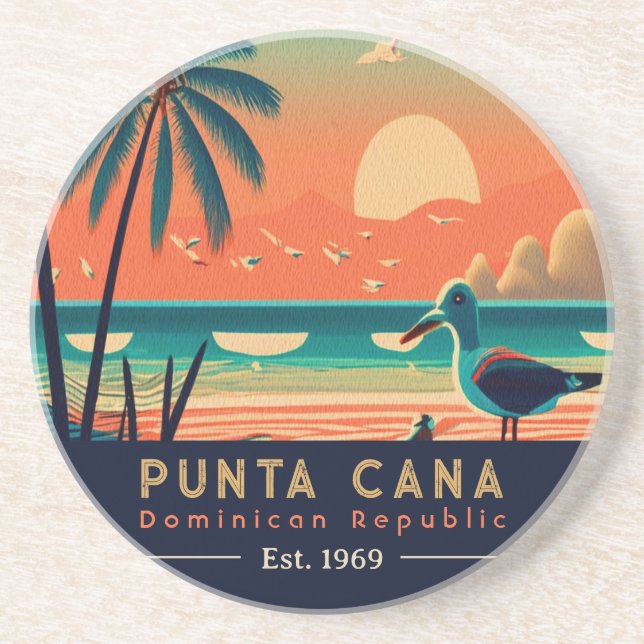 Punta Cana DR Retro Sunset Souvenirs 1960-talet Underlägg (Framsidan)