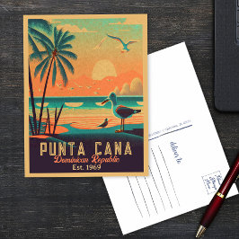 Punta Cana DR Retro Sunset Souvenirs 1960-talet Vykort