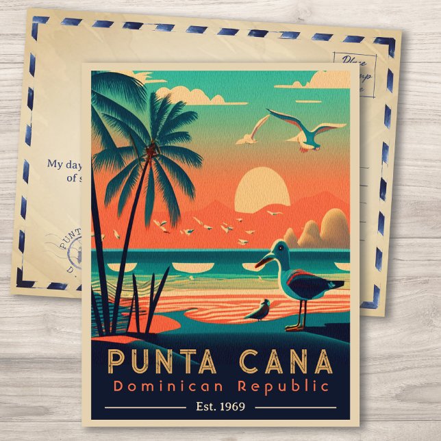 Punta Cana DR Retro Sunset Souvenirs 1960-talet Vykort (Skapare uppladdad)