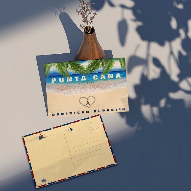 Punta Cana DR strand handflatan lämnar hjärtsoveni Vykort (Skapare uppladdad)