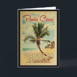 Punta Cana Greeting Card Dominikanska republiken R Kort<br><div class="desc">Punta Cana Dominikanska republikens konstruktion i Vintage resor stil,  som har ett handflatan träd på stranden med hav och himlar.</div>