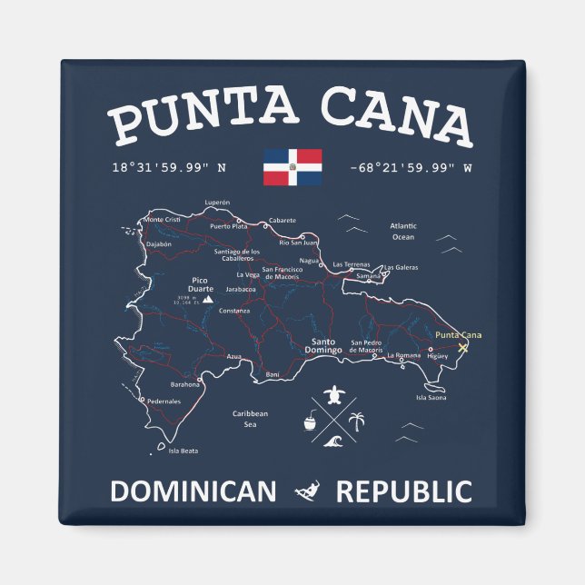 Punta Cana Karta Magnet (Framsidan)