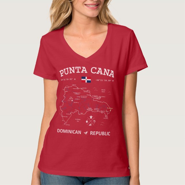 Punta Cana Karta T Shirt (Framsida)