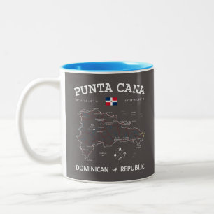 Punta Cana Karta tvåtonskaffe Mugg