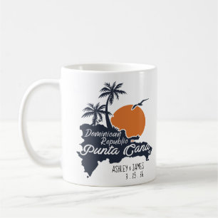 Punta Cana Navy Retro Sunset Personligt bröllp Kaffemugg