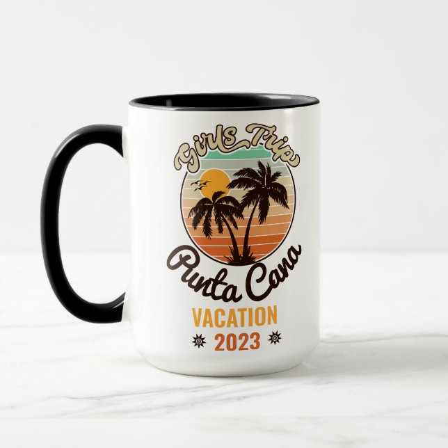 Punta Cana personalize Vacation 2023 Retro 60s Mugg (Vänster)