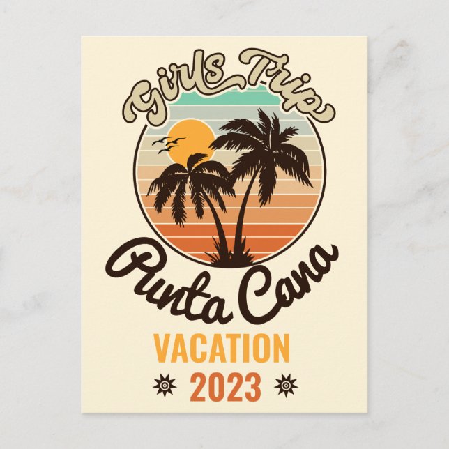Punta Cana personalize Vacation 2023 Retro 60s Vykort (Framsida)