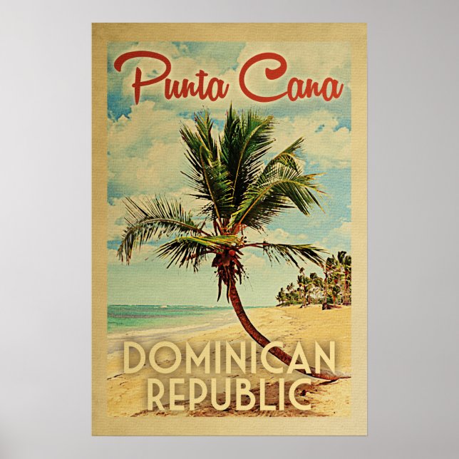 Punta Cana Poster Vintage Handflatan Träd Beach Po (Framsidan)