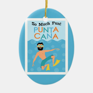 Punta Cana reser den roliga hipsteren Julgransprydnad Keramik