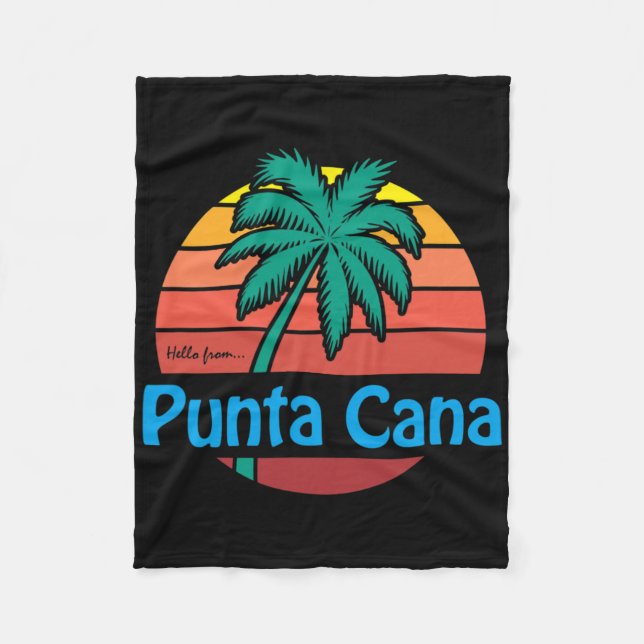 Punta Cana Retro sommarpalmer strand present män W Fleecefilt (Framsidan)