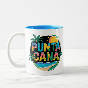 Punta Cana Solnedgång Färgrik Resa Konst Emblem Två-Tonad Mugg