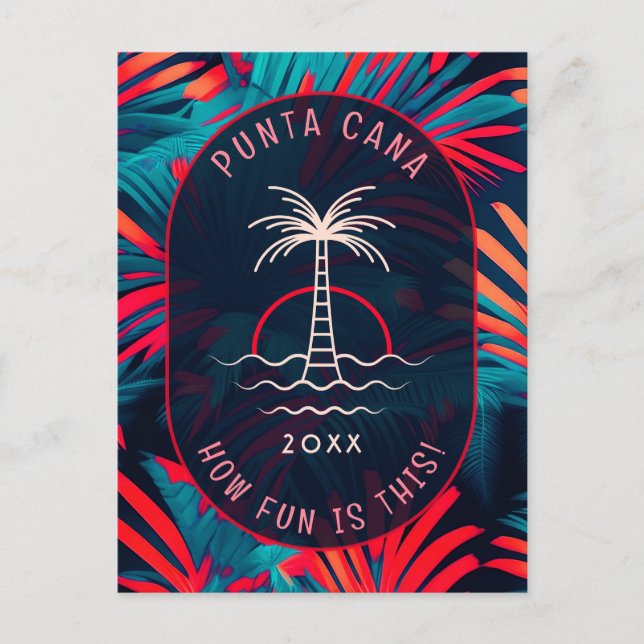 Punta Cana strandfest Palmlöv solnedgång Vykort (Framsida)