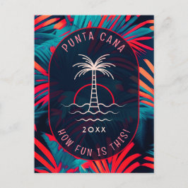 Punta Cana strandfest Palmträd blad solnedgång Vykort