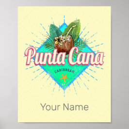Punta Cana Västindien Dominikanska republiken Retr Poster