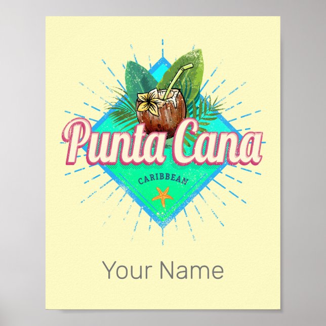 Punta Cana Västindien Dominikanska republiken Retr Poster (Framsidan)