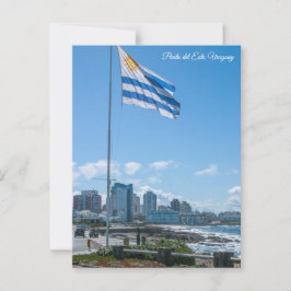 Punta del Este, Uruguay, Flag & City View Vykort